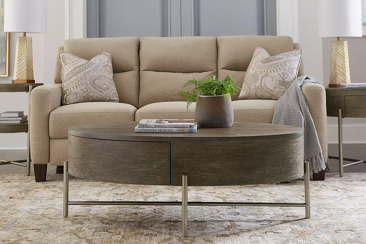 The Brixton coffee table in room scene.